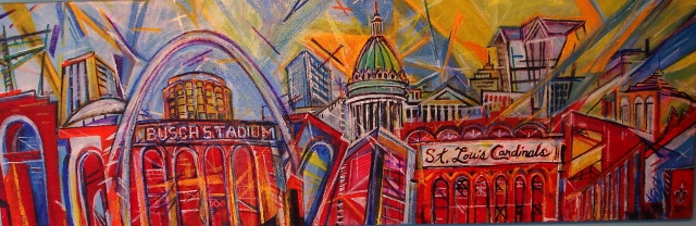 St. Louis (Jazz version) by Billy Hedel (acrylic on canvas, 30x10", 2017, $ 295